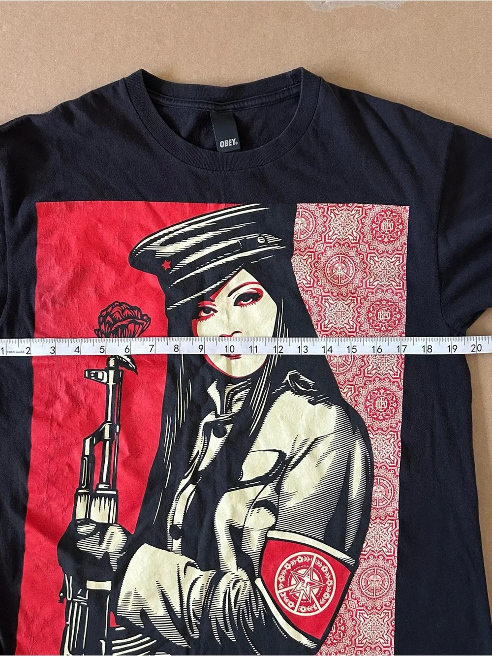 OBEY Clothing Peace Guard Graphic T-shirt Artwork Shepard Faire Military Rose M
